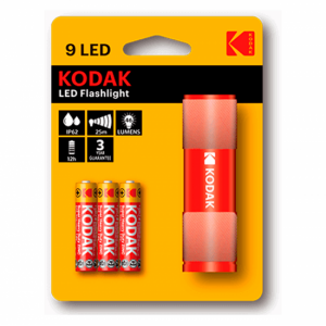 Linterna Kodak 9LED + 3 pilas AAA rojo