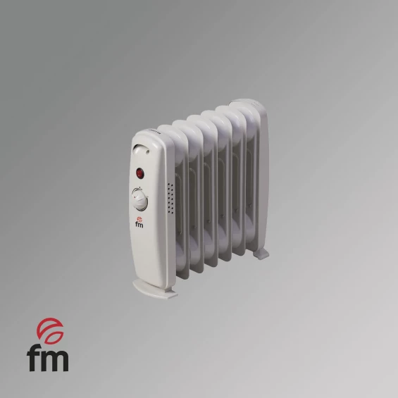Radiador de aceite mini FM RW-MINI, 900 W, 7 elementos, 1 potencia, termostato regulable, blanco