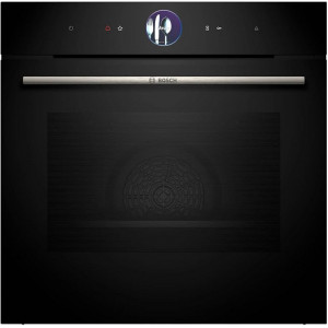 Horno con vapor Bosch HSG7361B1, Serie 8, 71 litros, 21 funciones, EasyClean + Steam Clean, Steam Function Plus 120 °C, AirFry, Home Connect, negro
