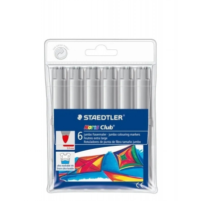 Staedtler Noris Jumbo 340 Pack de 6 Rotuladores Jumbo - Punta de Fibra - Trazo 3mm - Tapa Ventilada - Color Gris
