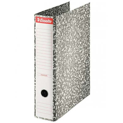 Esselte Archivador de Palanca Formato Folio - Lomo 75mm - Ollao y Cantoneras Metalicas - Capacidad para 500 Hojas - Forrado de Papel jaspeado - Color Gris Jaspeado
