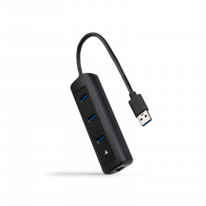 Nanocable CONVERSOR USB3.0 A ETHERNET 3xUSB3.0 USB-A/M-RJ45/