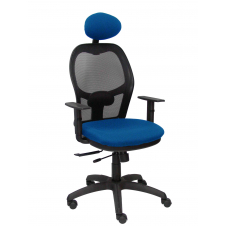 Piqueras y Crespo Silla Jorquera traslack malla negra asiento bali azul brazos regulables y cabecero