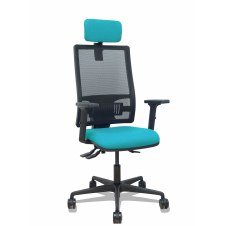 Piqueras y Crespo Silla Bormate asincro malla negra asiento bali turquesa brazos 2D ruedas 65mm cabecero regulable