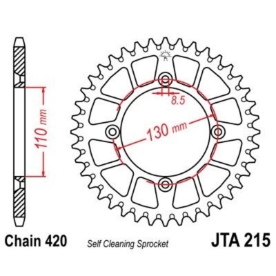 Corona JT 215 de aluminio con 51 dientes JTA215.51