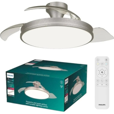 Ventilador de Techo Philips Atlas DC Fan - LED 6500K | Aspas Retráctiles | 35W+28W | Mando a Distancia | Níquel