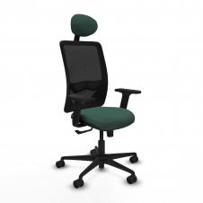 Piqueras y Crespo Zulema sincro malla negra bali verde botella brazos 2D base nailon cabecero fijo ruedas 65mm nailon