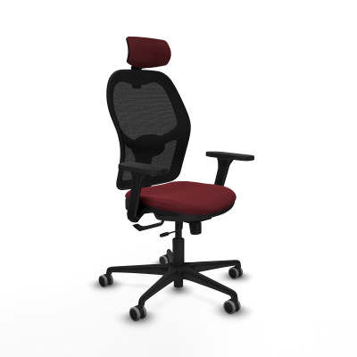Jorquera traslack malla negra similpiel granate brazos 3D base nailon cabecero 2D ruedas 65mm engomada