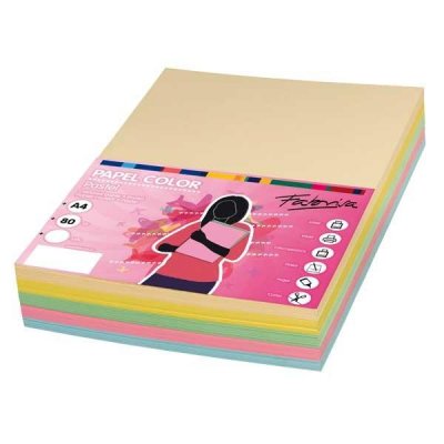 FABRISA Paq.100h papel color 80g A4 surtidos suaves