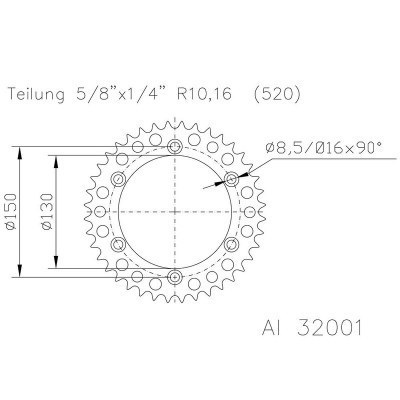 Corona ESJOT Aluminio 51-32001 46 dientes 51-32001-46