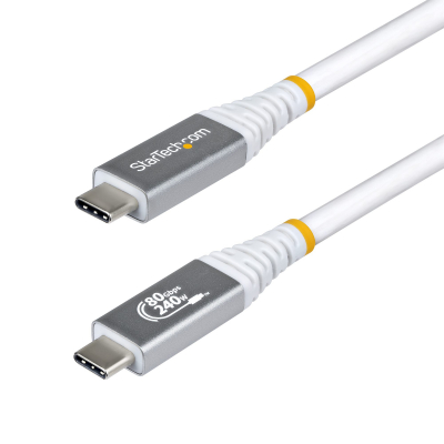 Cable USB4 1m - Cable USB-C Certificado USB-IF - 80Gbps - Cable USB Tipo C - PD de 240W - 8K120/4K240 - DP 2.1 - DP80 - Recubrimiento de TPE - Compatible con Thunderbolt - Blanco
