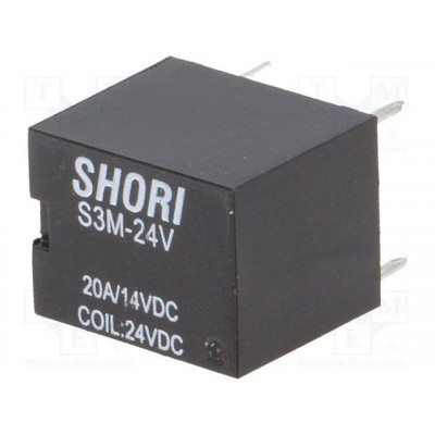 RELÉ Coche 24Vdc 1Cto SPDT 20A/14Vdc Cto.Impreso SHORI S3M-24-1C