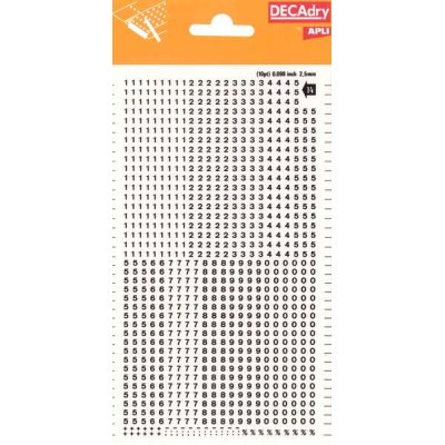 Apli Numeros Transferibles - 2.5mm - Facil Aplicacion - Negros Intensos - 952 Caracteres - Negro