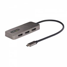 StarTech.com Adaptador USB-C de 3 Puertos Multimonitor - Hub MST USB Tipo C a 3 Puertos HDMI - Divisor Multiplicador DP Triple 4K 60Hz - HDR - Cable E