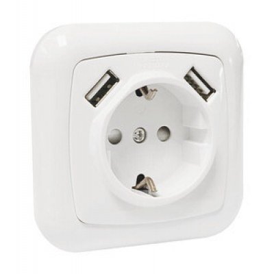 Base Schuko empotrar con 2 Tomas USB