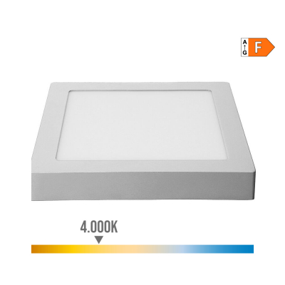 Downlight led superficie cuadrado cromado 20 w 1500 lm 4000 k luz dia 22 x 22 x 3 cm