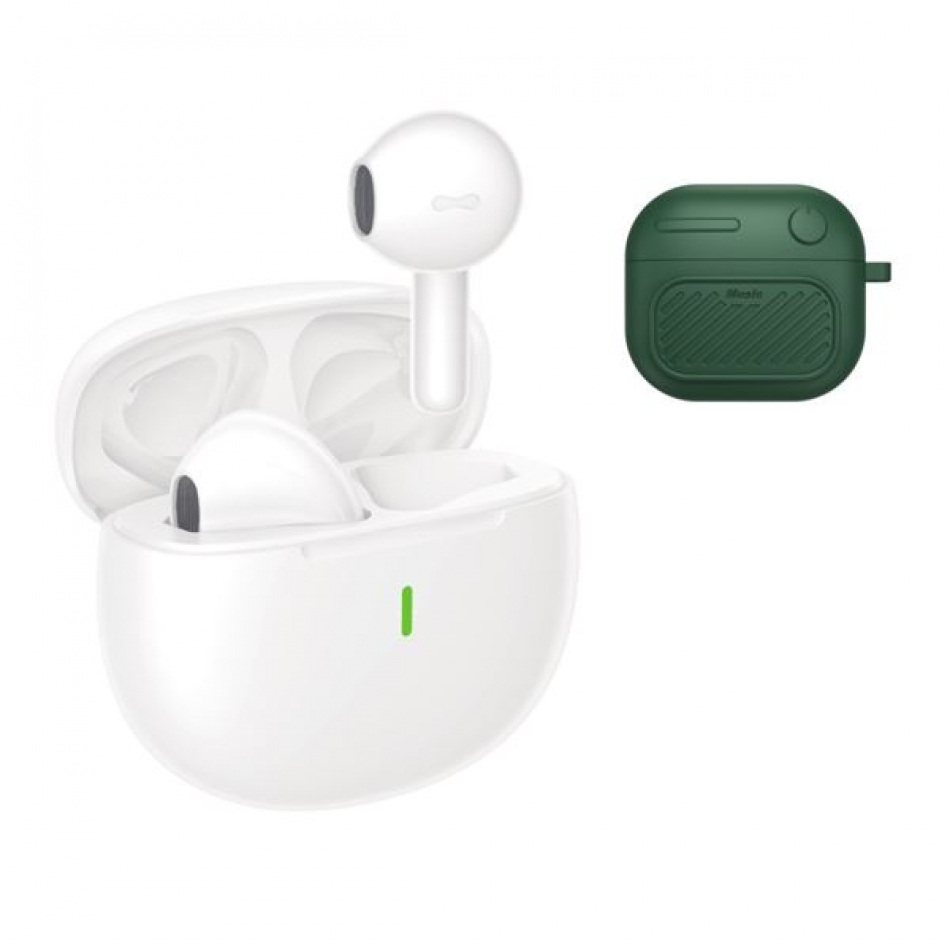 Auriculares Bluetooth XO TWS X26 / Bluetooth 5.1 Blancos + Funda Verde