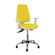 Piqueras y Crespo Silla Elche blanca asincro bali amarillo brazos regulables ruedas de parqué