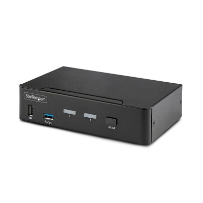 Switch Conmutador KVM DisplayPort de 2 Puertos - 8K60/4K144 - para Un Monitor - DP 1.4 - 2x USB 3.0 - 4x USB 2.0 HID - Conmutado por Botones y Teclas de Acceso Rápido - TAA
