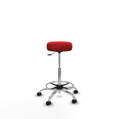 Tolosa giratorio similpiel rojo base cromada ruedas engomadas 50mm aro cromado