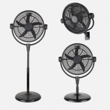 Ventilador Pie 3x1 Aifos Negro 3vel 90w 5aspas Rotacion manual Suelo/pared/sobremesa Orientable Regx61x61cm