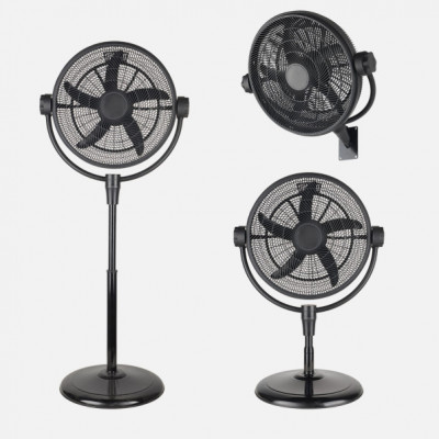 Ventilador Pie 3x1 Aifos Negro 3vel 90w 5aspas Rotacion manual Suelo/pared/sobremesa Orientable Regx61x61cm