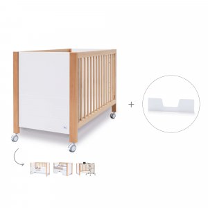 Cuna-cama-sofá-escritorio 60x120 cm (4en1) madera/blanca · Ombra