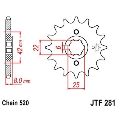 Piñon JT 281 de acero con 13 dientes JTF281.13