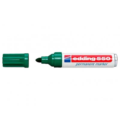 Edding 550 Rotulador Permanente - Punta Redonda - Trazo entre 3 y 4 mm. - Recargable - Secado Rapido - Color Verde