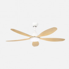 Ventilador Dc Tobarra 18w Blanco/haya 5aspas 6vel.132d 2250lm 3000-4500-6500k Remoto+memoria+temporizador