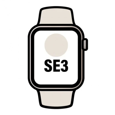 Apple Watch SE3/ GPS/ 44mm/ Caja de Aluminio Blanco Estrella/ Correa Deportiva Arena M/L