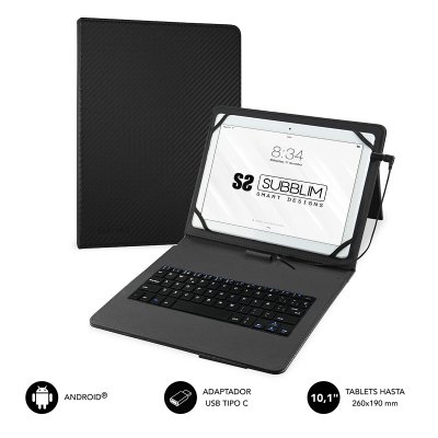 Funda con Teclado Subblim Keytab Pro USB para Tablets de 10.1/ Negra