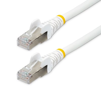 Cable de 0,5m de Red Ethernet CAT6a - Blanco - Low Smoke Zero Halogen (LSZH) - 10GbE - 500MHz - PoE++ de 100W - Snagless sin Pestillo - RJ-45 - Cable de Red S/FTP