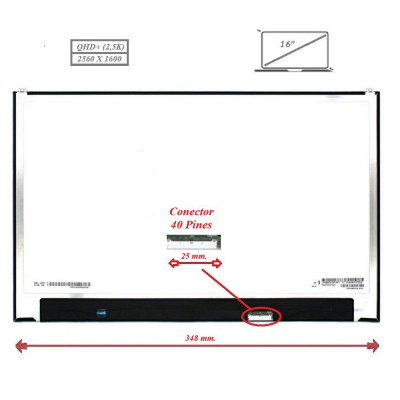 Pantalla para portátil LED 16\ Slim 40 Pines 2K Sin Brackets