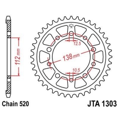 Corona JT 1303 de aluminio con 47 dientes JTA1303.47