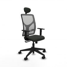 Piqueras y Crespo Motilla sincro malla gris bali negro brazos 1D base piramidal cabecero fijo ruedas 65mm nailon