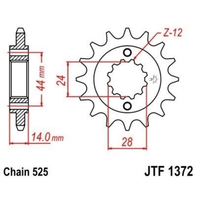 Piñón con goma anti-ruido JT SPROCKETS acero 1372 - Paso 525 JTF1372.17RB