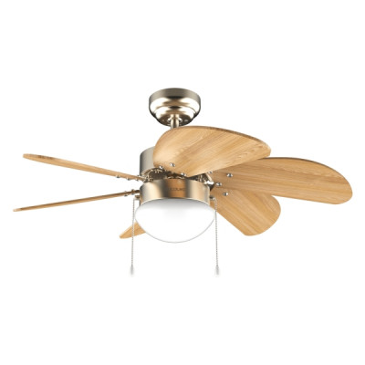 Cecotec EnergySilence Aero 360 GoldandWood Ventilador de Techo con 6 Aspas Reversibles y Lampara - 50W - Diametro de 36 - 3 Velocidades - Modo Invierno/Verano - Control por Cadena - Color Dorado