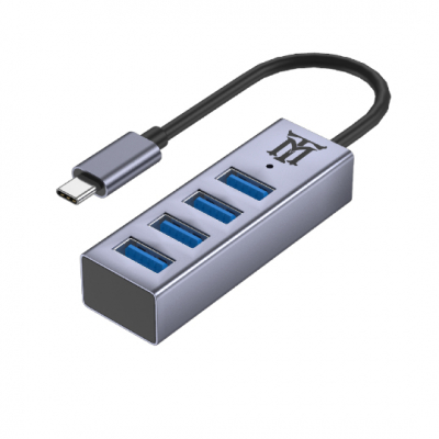 Premium MTHUB4 hub de interfaz USB 3.2 Gen 2 (3.1 Gen 2) Type-C 5 Mbit/s Aluminio, Gris