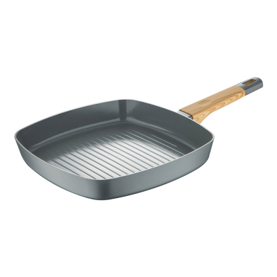 Sarten asador de aluminio prensado ind earth grey 28 x 28 cm