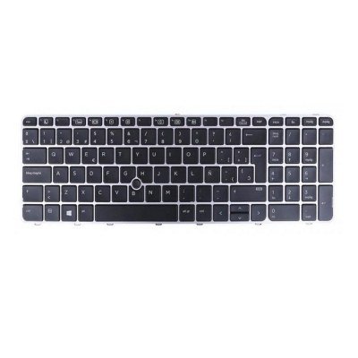 Teclado compatible para portátil HP 755 G3 / 850 G3 Marco Plata Retroiluminado + Pointstick