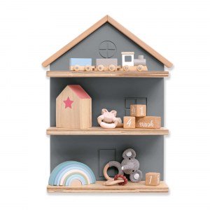 Estantería infantil pared con forma de casita madera/antracita · Ville H163-M9758