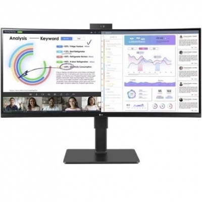 Monitor Profesional Ultrapanorámico Curvo LG 34BQ77QC-B 34/ WQHD/ Webcam/ Multimedia/ Negro