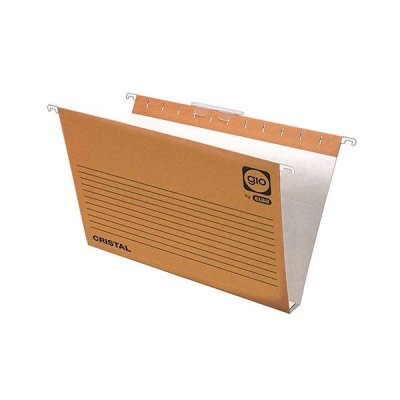 GIO Paq.25 carpetas colgantes visor superior lomo 30mm folio kraft bicolor