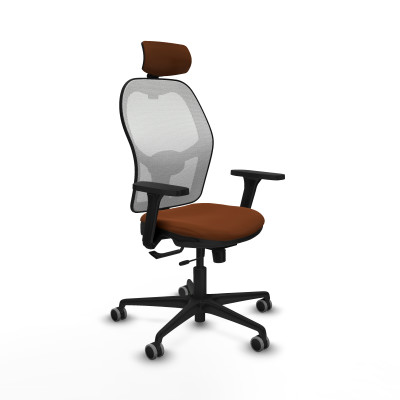 Jorquera traslack malla blanca similpiel marrón brazos 3D base nailon cabecero 2D ruedas 65mm engomada