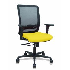 Piqueras y Crespo Silla Haches traslack malla negra asiento bali amarillo brazos 2D ruedas 65mm