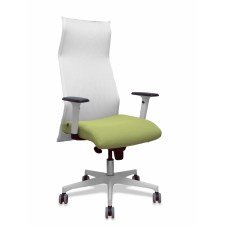 Piqueras y Crespo Sillón Sahuco blanco bali verde oliva brazos blancos base blanca ruedas parqué 65mm