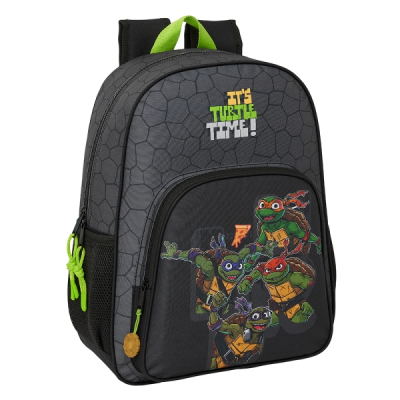 Safta Tortugas Ninja Mochila Infantil - Adaptable a Carro - Asa de Mano - Bolsillos Laterales - 33x42x14cm - Color Negro
