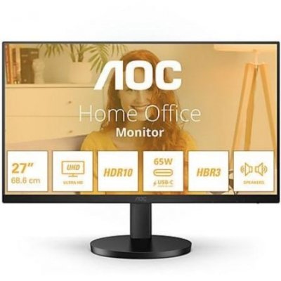 Monitor Profesional AOC U27B3CF 27/ 4K/ Multimedia/ Regulable en altura/ Negro