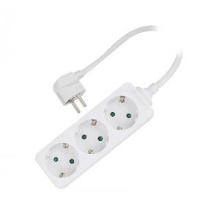 Ewent EW3958 Regleta con tres enchufes en blanco